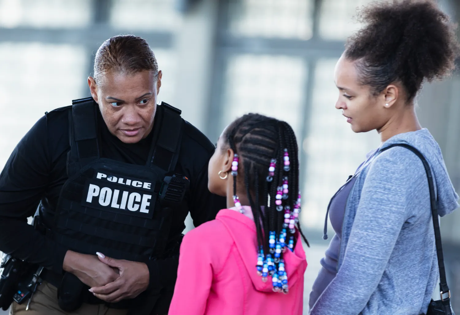 Police helping a girl Police helping a girl